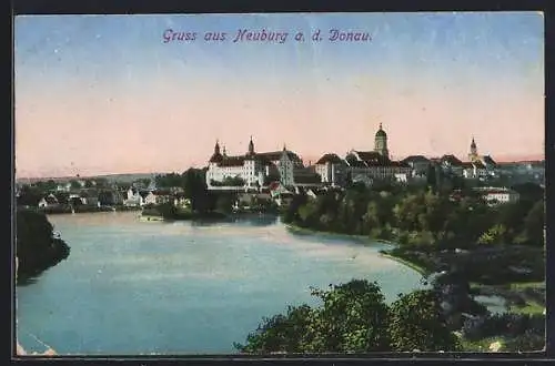 AK Neuburg a. d. Donau, Teilansicht mit Donaupartie