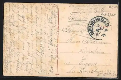 AK Neuburg a. D., Teilansicht mit Donaupartie
