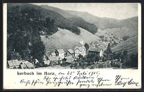 AK Lerbach im Harz, Ortsansicht aus der Vogelschau