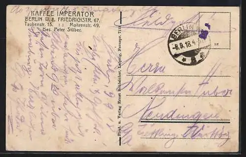 AK Berlin, Café Imperator an der Friedrichstrasse 67, Inh. Peter Stüber, Innenansicht