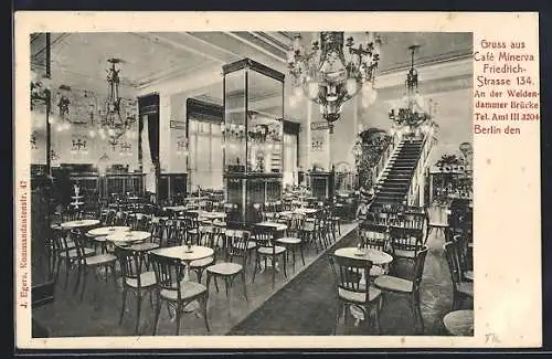 AK Berlin, Café Minerva, Friedrichstrasse 134, Innenansicht