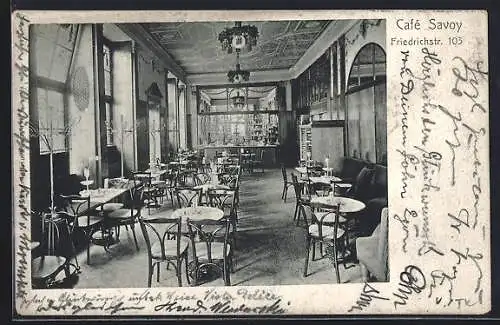 AK Berlin, Café Savoy, Friedrichstrasse 103, Innenansicht