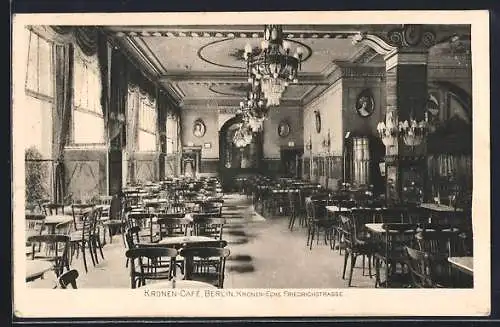 AK Berlin, Kronen-Café, Kronenstrasse, Ecke Friedrichstrasse, Innenansicht