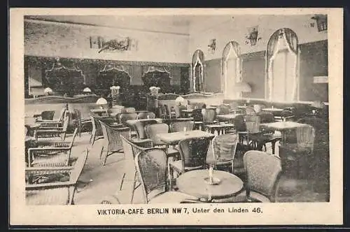 AK Berlin, Viktoria-Café, Unter den Linden 46, Innenansicht