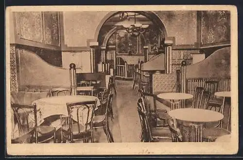 AK Berlin, Café und Conditorei Parsifal v. H. Leverenz, Chausseestrasse 94, Innenansicht