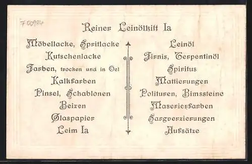 Lithographie München, Blick auf das Rathaus, Reklame für die Farben- & Lack-Fabrik Eduard Mörike