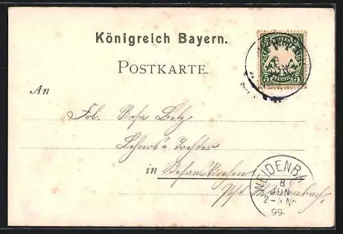 Lithographie München, Pferdebahn auf dem Karlsplatz