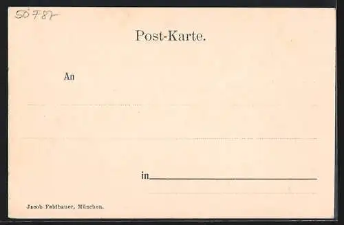 Lithographie Nymphenburg, Gasthaus Hirschgarten mit Hirschen davor