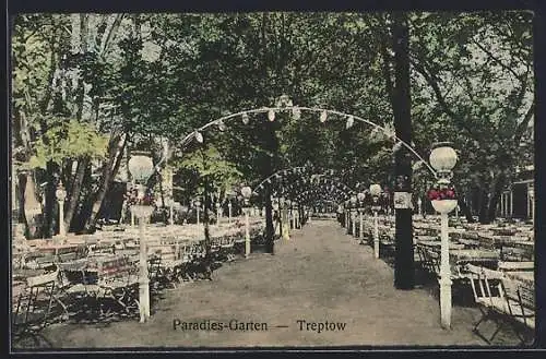 AK Berlin-Treptow, Cafe Paradies-Garten