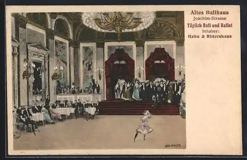 Künstler-AK Berlin, Altes Ballhaus, Joachim-Strasse, Innenansicht