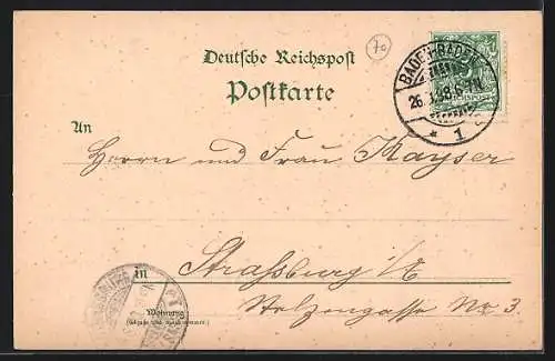 Lithographie Baden-Baden, Totalansicht v. Friesenberg gesehen