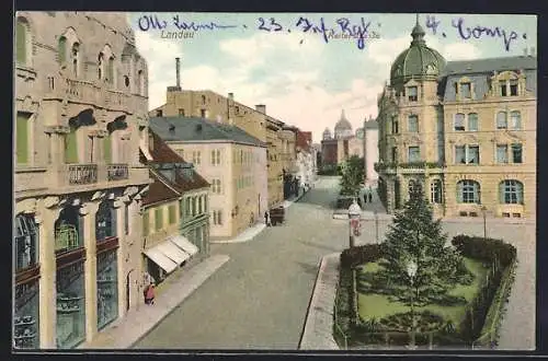 AK Landau / Pfalz, Reiterstrasse mit Blick auf die Synagoge
