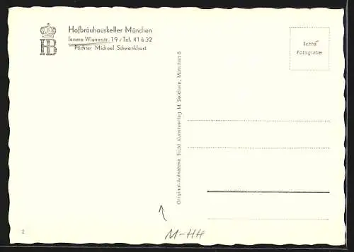 AK München, Hofbräuhauskeller, Innere Wienerstr. 19, Gastlokal, Innenansicht