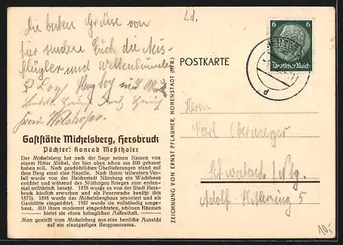 Künstler-AK Hersbruck, Gasthaus Michelsberg, Konrad Messthaler