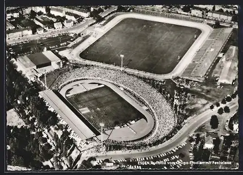 AK Essen, Gruga-Stadion mit Festwiese, Fliegeraufnahme