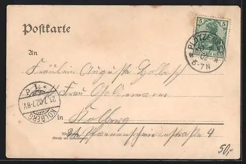 Lithographie Berlin-Charlottenburg, Etablissement Carlshof, Inh. Wilh. Wiemer, am Spandauer Schifffahrtskanal