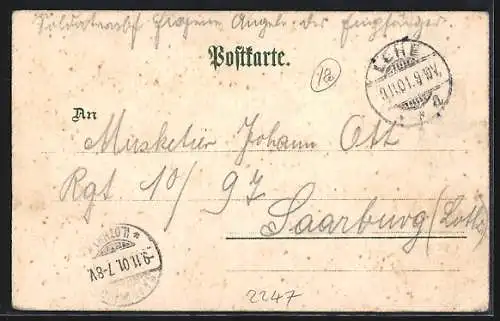 Lithographie Lehe / Bremerhaven, Matrosen-Artillerie-Kaserne, Rathaus mit Krieger-Denkmal, Geestebrücke, Ortsansicht
