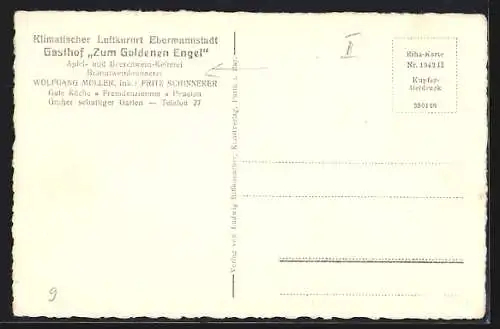 AK Ebermannstadt /Fränk. Schweiz, Gasthof Goldener Engel