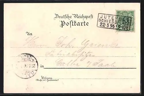 Lithographie Jüterbog, Schiessplatz, Kommandantur-Gebäude, Officier-Casino