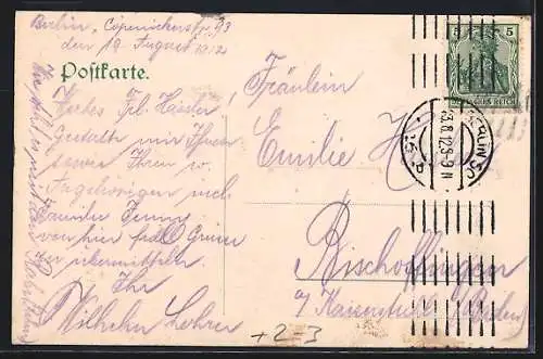 AK Berlin, Postanweisung, Neuer Dom, Postbote mit Brief