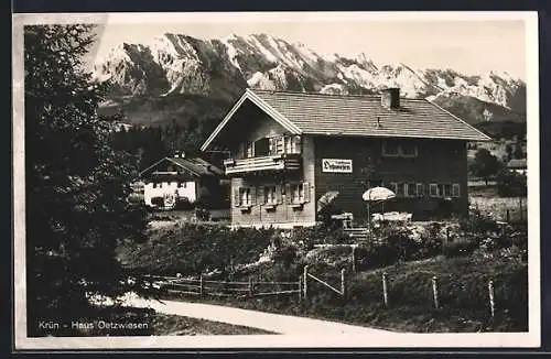 AK Krün, Weg zum Hotel Haus Oetzwiesen