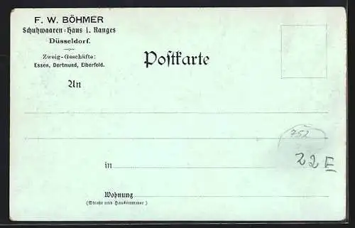 Lithographie Bruchsal, Partie an der Stadtkirche und am Schloss