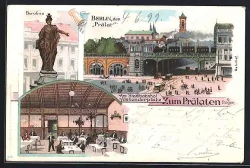 Lithographie Berlin, Restaurant zum Prälaten am Alexanderplatz, Berolina, Innenansicht