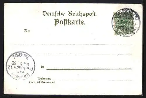 Lithographie Berlin-Grunewald, Ansichten des Restaurant Hundekehle