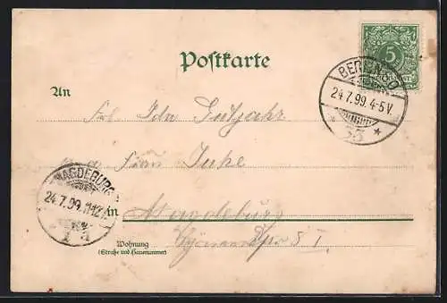 Lithographie Berlin-Treptow, Restaurant Paradies-Garten, Tanz-Saal