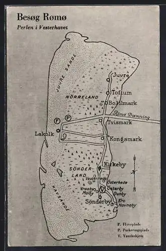 AK Kirkeby /Romo, Landkarte der Insel