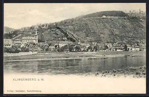 AK Klingenberg a. M., Blick auf den Ort vom Fluss aus