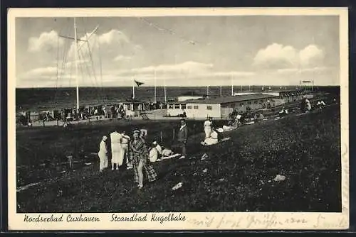 AK Cuxhaven, Strandbad Kugelbake mit Besuchern