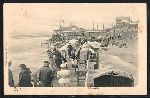 AK Sylt, Strandansicht während einer Sturmflut