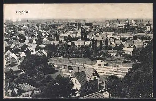 AK Bruchsal, Blick auf den Ort aus der Vogelschau