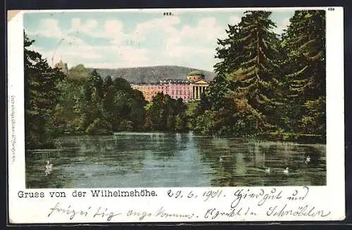 AK Wilhelmshöhe, Parkanlagen mit Teich