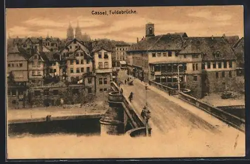 AK Cassel, Teilansicht mit Fuldabrücke