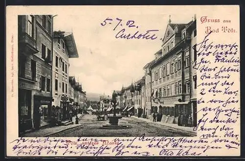 AK Bad Tölz, Unterer Markt mit Bräuhaus