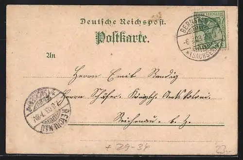 Passepartout-Lithographie Annaburg, Gasthaus goldener Anker, Vorderschloss, Kriegerdenkmal, Unteroffizier-Vorschule