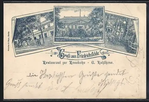 Lithographie Berlin-Friedrichsfelde, Restaurant zur Rennbahn, Inh. G. Kohlhase