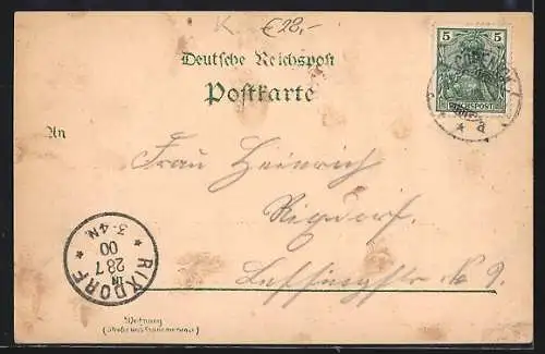 Lithographie Köpenick, Kaiserl. Postamt, Schloss, Totalansicht