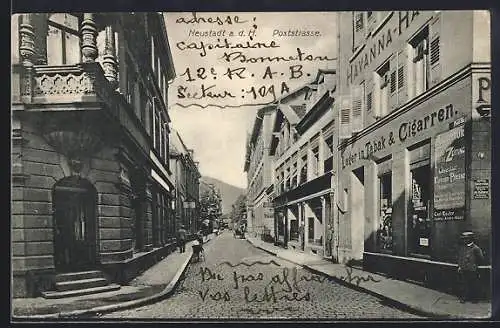 AK Neustadt / Haardt, Tabak- und Cigarren-Lager in der Poststrasse