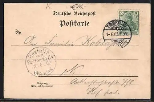 Lithographie Berlin-Treptow, Restaurant Kaiser Wilhelm Garten, Inh. R. Grünberg