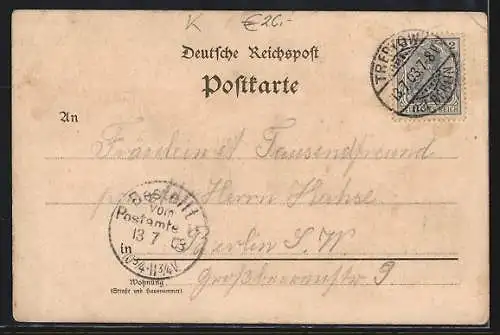 Lithographie Treptow b. Berlin, Restaurant Kaiser-Bad-Garten, Inh. J. Pfitzner