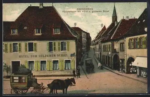 AK Edenkoben, Hauptstrasse mit Hotel z. goldenen Schaf