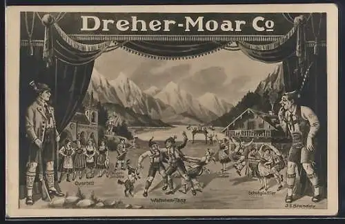 AK Nizza, Theaterbühne Dreher-Moar Co., Watschen-Tanz, Echo-Jodler, Schuhplattler, Kunst-Schütze etc.