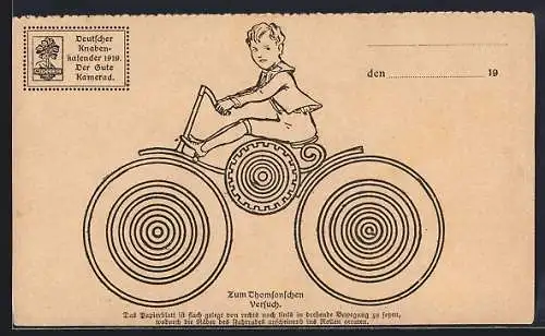 AK Der Thomsonsche Versuch, optische Täuschung, Deutscher Knabenkalender 1919