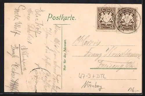 Künstler-AK Nürnberg, Zwei ehem. Studenten beim Absolventen-Abschied 1907