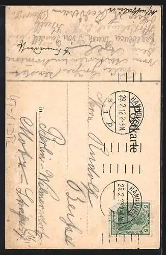 AK Hannover, Abiturienten-Kommers d. Kgl. Goethe-Gymnasiums 1912, Student zwischen Bierfässern