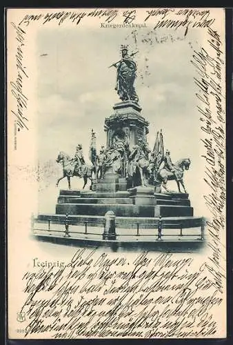 AK Ganzsache PP19 F65 /03: Leipzig, Blick auf das Kriegerdenkmal