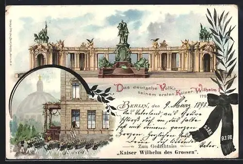 Lithographie Berlin, National-Denkmal Kaiser Wilhelm I., Ganzsache